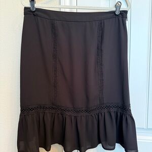 Karl Lagerfeld Black Ruffled Knee-Length Skirt Size 10
